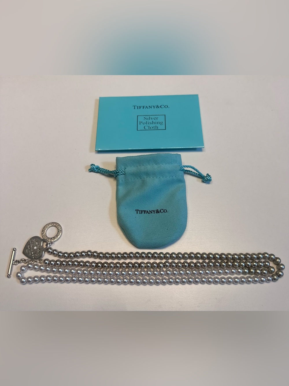 Tiffany & Co. Silver Heart Tag and Ring Charm Necklace